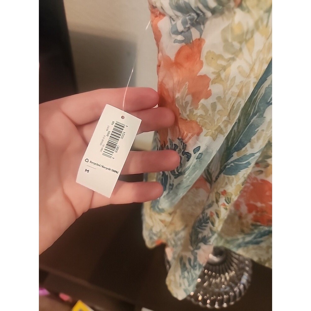 Old Navy Women's Medium Floral Flowy Spaghetti Strap Tank Top Blue Pink M - Picture 6 of 6